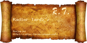 Radler Taráz névjegykártya